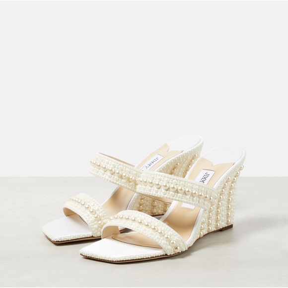 New JIMMY CHOO Bridal Sacoria 85 embellished wedge mules $1,950 40 - Picture 6 of 15